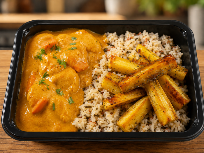 Chicken Paprikas with Maple Glazed Parsnips