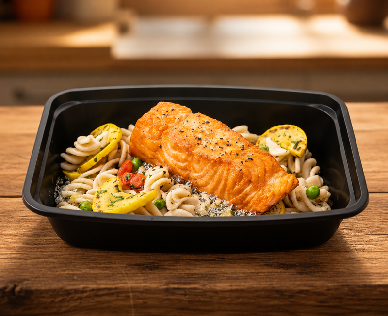 Salmon with Pasta Primavera