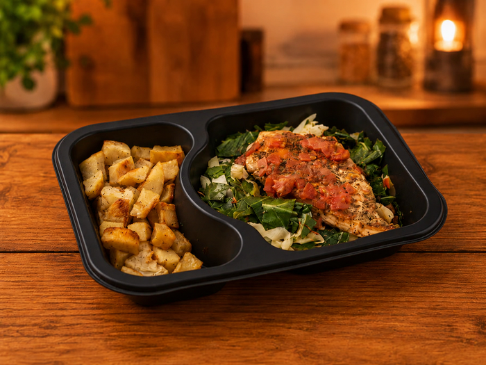 Mediterranean Chicken with Roasted Potatoes and Cabbage